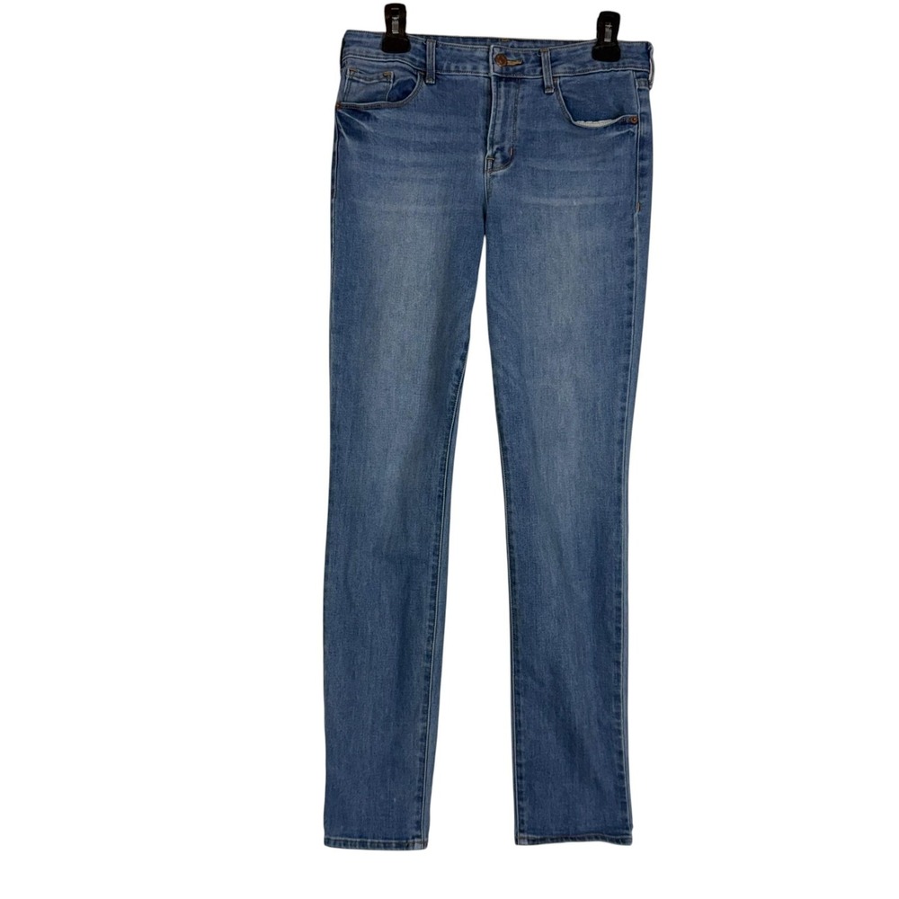 Old Navy Power Straight Jeans Womens 8 Long Blue Medium Wash Mid Rise Stretch